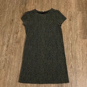 LOFT Black and Green Patterned Mini Sheath Dress